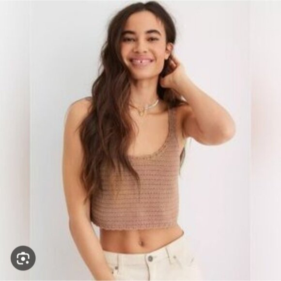 aerie Tops - NWT Aerie Boho Festival Folk Woodstock Retro 70s Knit Crop Top XL